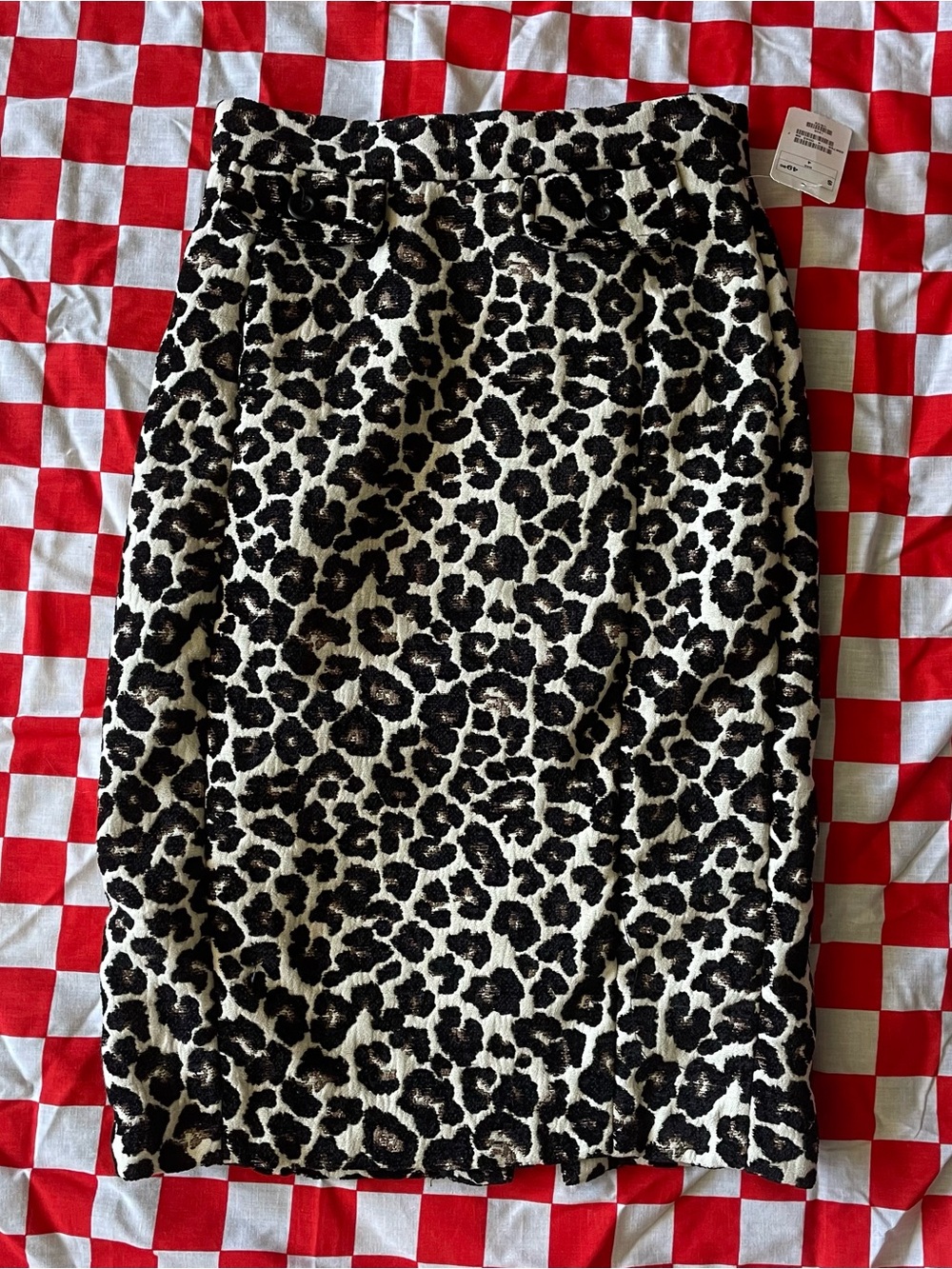 Vintage H&M Leopard Print Pencil Skirt - Black and Cream XS 0 animal